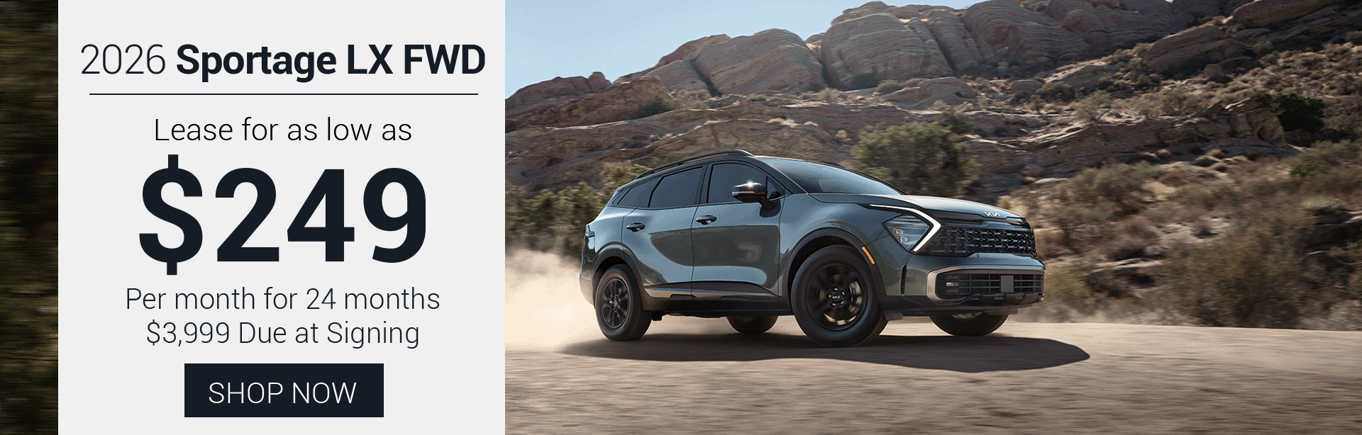 green Sportage in desert