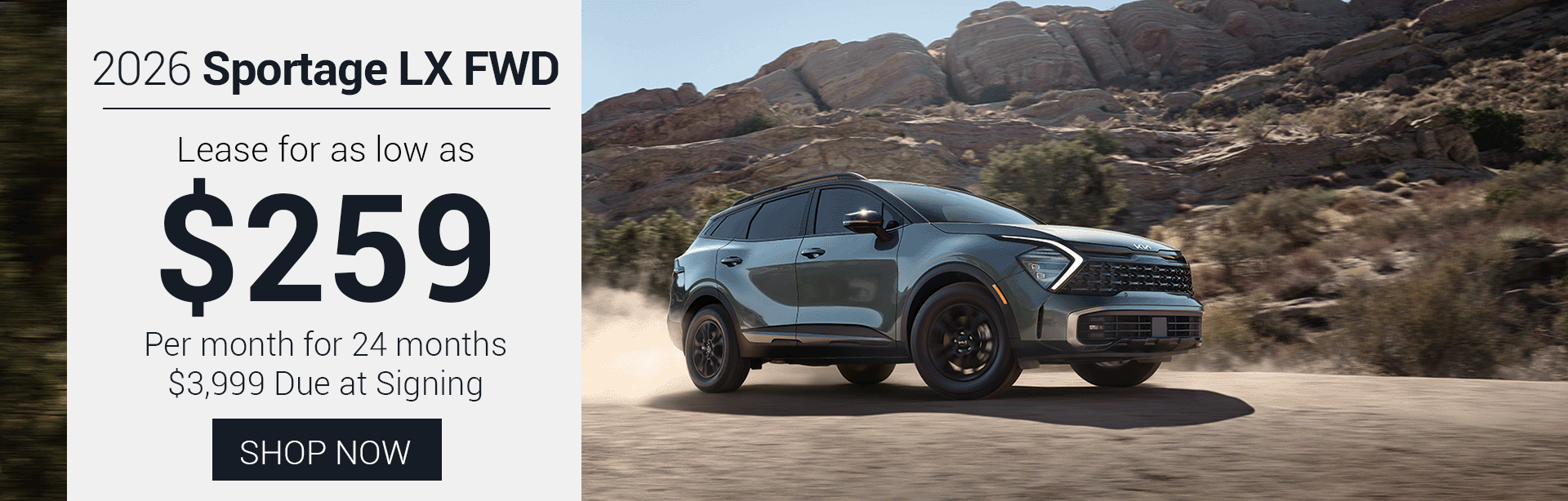 green Sportage in desert